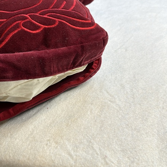 VERSACE RARE LARGE MEDUSA HEAD RED VELVET ACCENT THROW PILLOW  EMBROIDERED HEAD - Picture 9 of 9